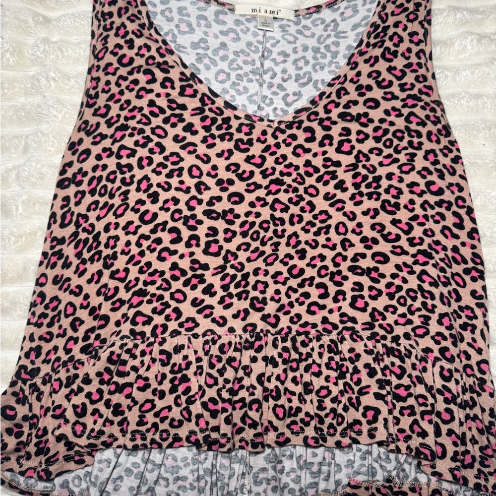 Miami Pink and Black Leopard Print Tank Top
